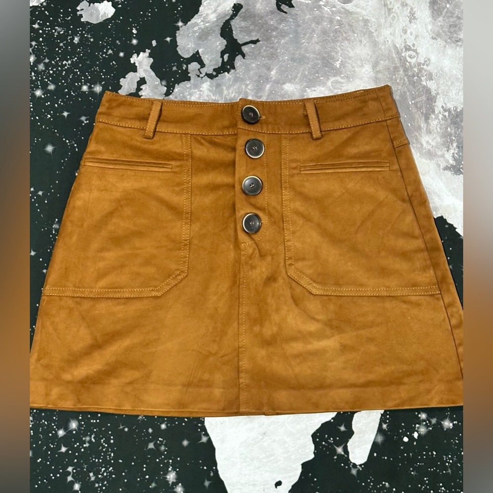 Zara Trf Collection Faux Suede Skirt